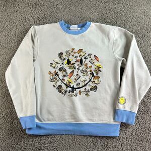 BSR Samii Ryan Smiley Sweatshirt Womens Small White Mushrooms Crewneck